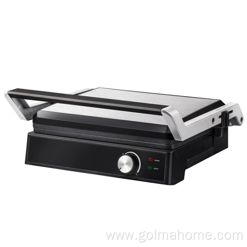 4 Slice Stainless Steel Electric Contact Grill Opens 180 Degrees with Adjustable Temperature Panini Press Grill